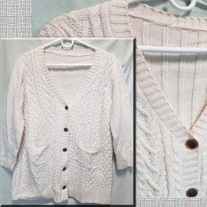 Soft & Cozy Chunky Knit V-Neck Button-Down Cardigan Sweater M-L (T-343)